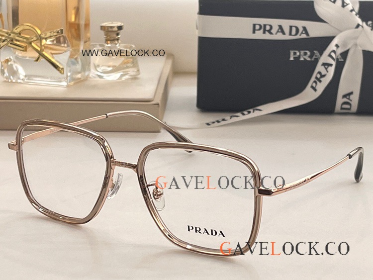 Copy Prada pr25 Rose Gold Eyeglasses Men Lady Eyewear